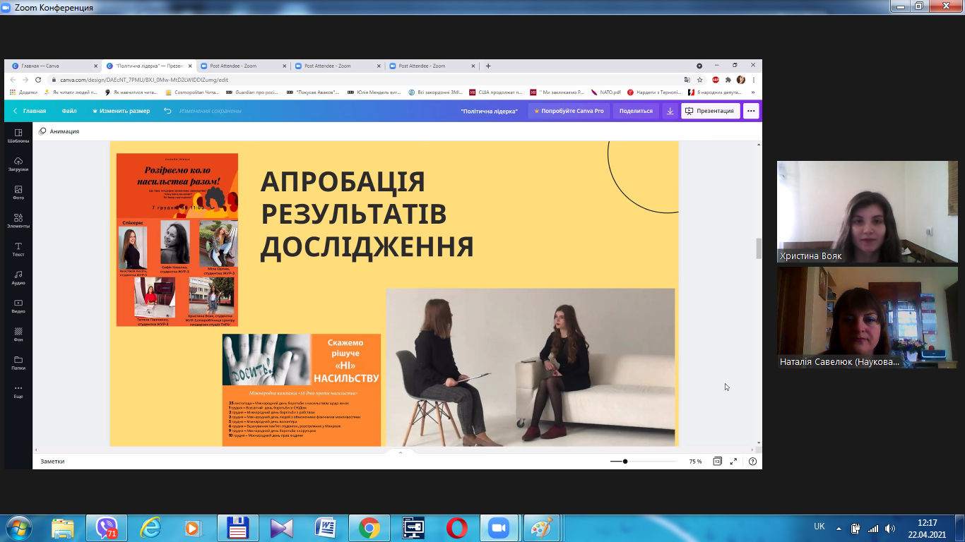 Апробація результатів наукової роботи